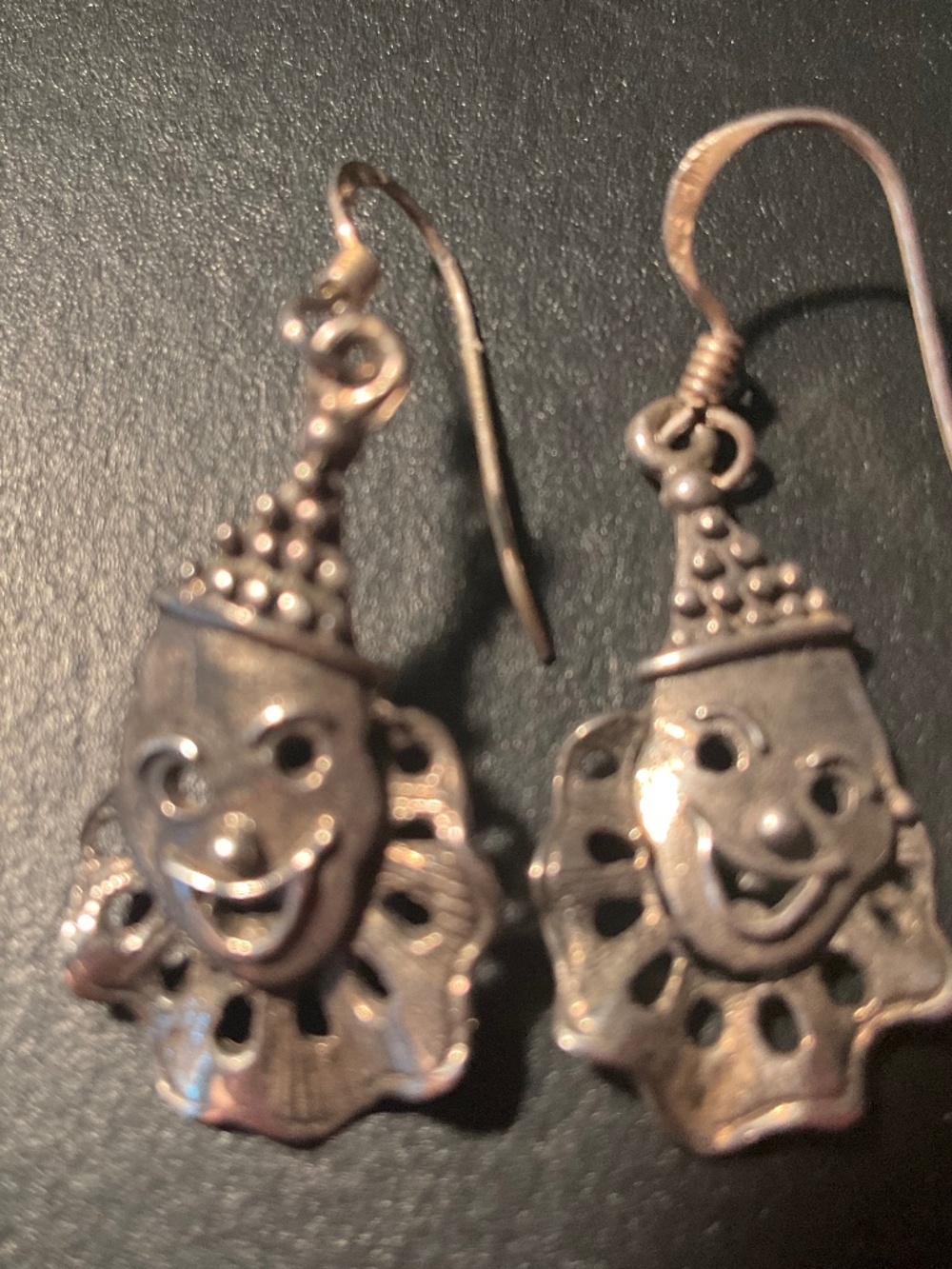 VIntage .925 Sterling Clown Earrings Dangling